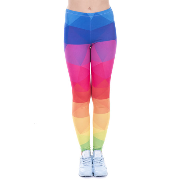 Fitness Leggings Printed Women Legging Colorful Triangles Rainbow Legins High Waist Elastic Leggins Silm Women Pants | Vimost Shop.