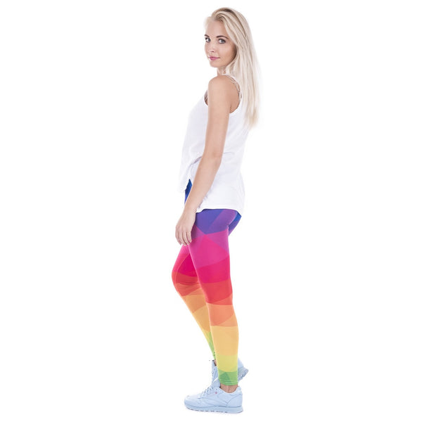 Fitness Leggings Printed Women Legging Colorful Triangles Rainbow Legins High Waist Elastic Leggins Silm Women Pants | Vimost Shop.