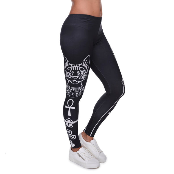High Elasticity Egyptian cat symbols Printed Fashion Slim fit Legging Workout Trousers Casual Pants Leggings for Women | Vimost Shop.