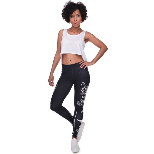 High Elasticity Egyptian cat symbols Printed Fashion Slim fit Legging Workout Trousers Casual Pants Leggings for Women | Vimost Shop.
