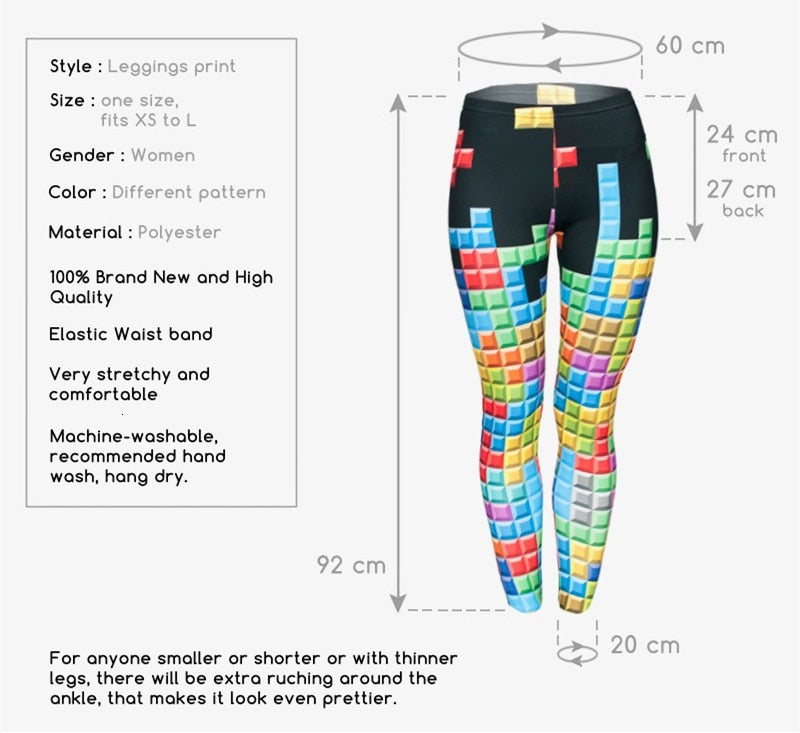 Fashion Brand Tetris 3D Graphic Full Printing Punk Women Fitness Legging Stretchy Trousers Casual Pants Leggings | Vimost Shop.