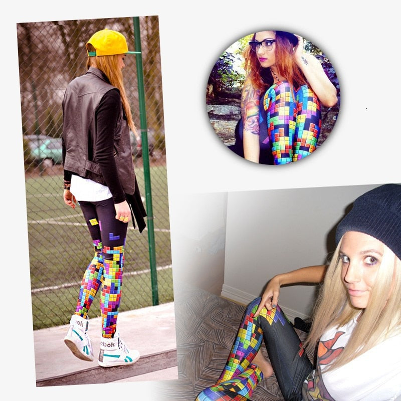 Fashion Brand Tetris 3D Graphic Full Printing Punk Women Fitness Legging Stretchy Trousers Casual Pants Leggings | Vimost Shop.