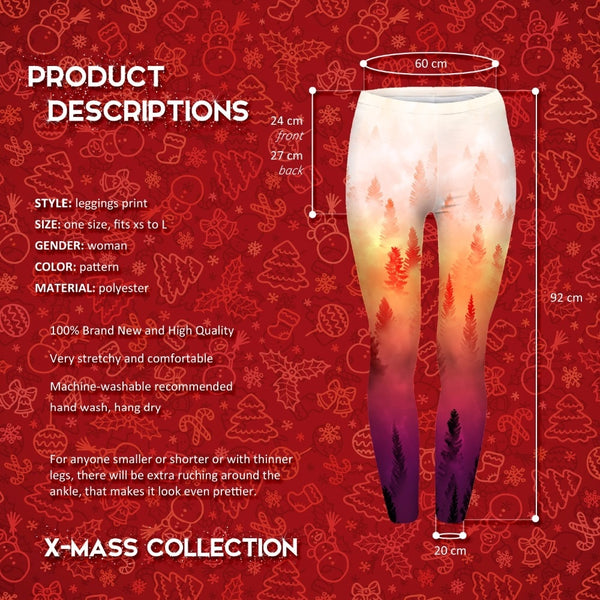 Women Legging Winter Forest Ombre Printing Orange Fitness Leggings Christmas High Waist Woman Pants | Vimost Shop.