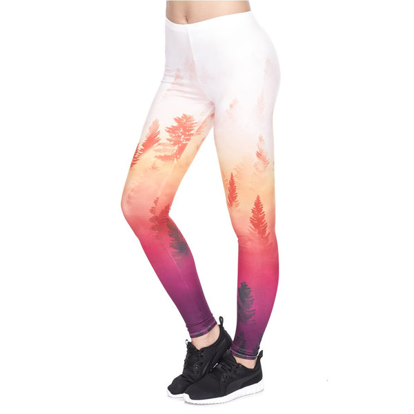 Women Legging Winter Forest Ombre Printing Orange Fitness Leggings Christmas High Waist Woman Pants | Vimost Shop.