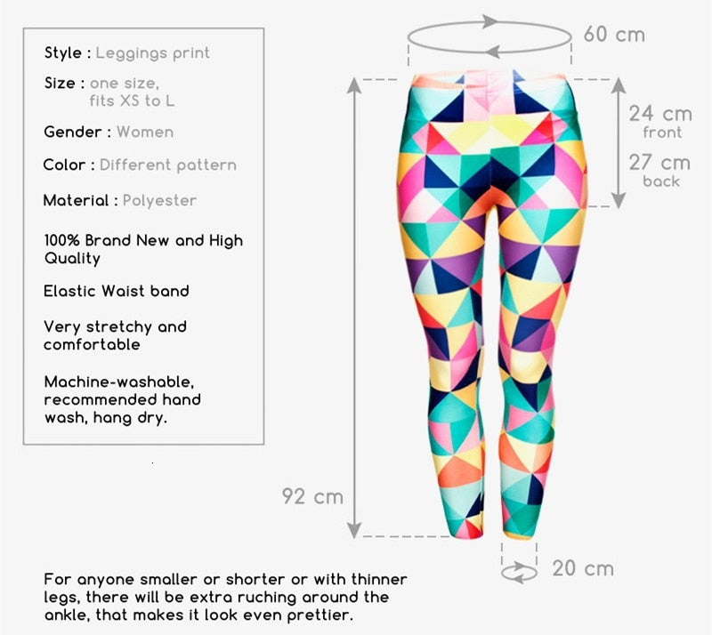 Fashion Triangles Color Printing Legins Womens Legging Stretchy Trousers Casual Pants Leggings Free shipping | Vimost Shop.