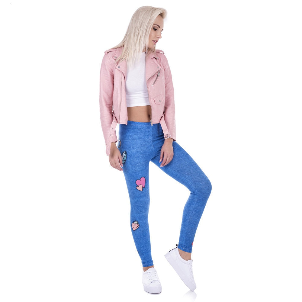 Fashion Legging Female Gang Jeans Design Legins Denim Blue Leggins Printed 100% Brand New Women Leggings Women Pants | Vimost Shop.