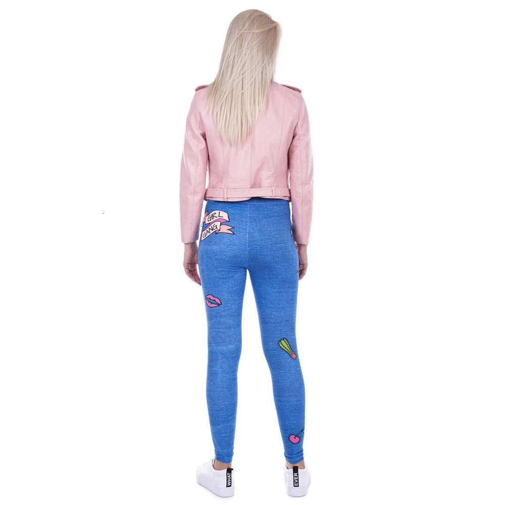 Fashion Legging Female Gang Jeans Design Legins Denim Blue Leggins Printed 100% Brand New Women Leggings Women Pants | Vimost Shop.