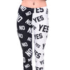 Womens Fashion Elasticity Yes and No Printed Slim Fit Legging Workout Trousers Casual Pants Leggings | Vimost Shop.