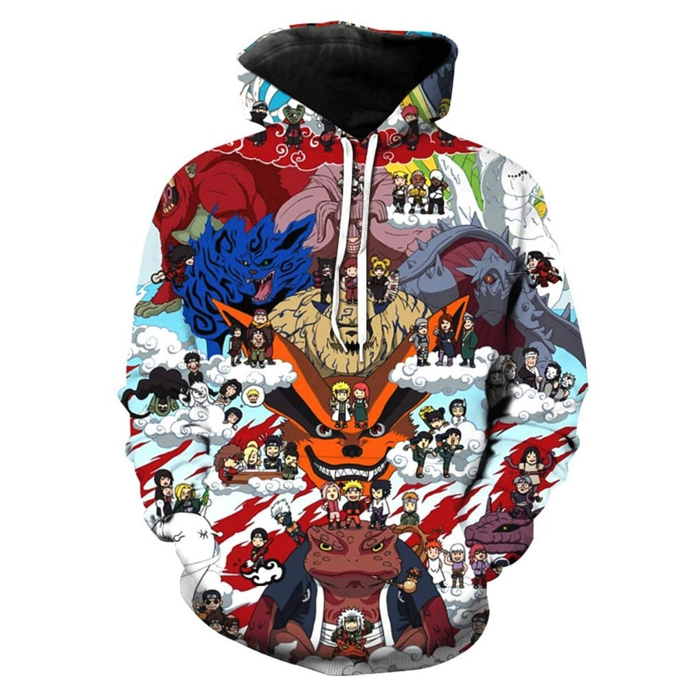 Naruto Anime Hoodies 3D Men Women Sasuke Autumn Harajuku Kakashi 3D Cartoon Print Sweatwear Men's Hoodies Sweatshirt Coats | Vimost Shop.