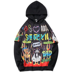 Men Graffiti Cartoon Printed Funny Men Pullover Hoodie | Vimost Shop.