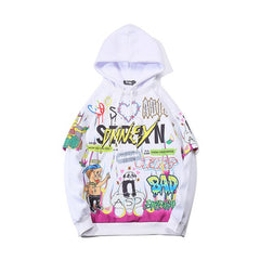 Men Graffiti Cartoon Printed Funny Men Pullover Hoodie | Vimost Shop.