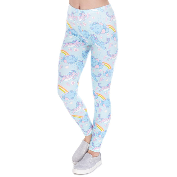 Woman Legins Unicorn Clouds Printing Legging Fashion Women High Waist Leggings | Vimost Shop.