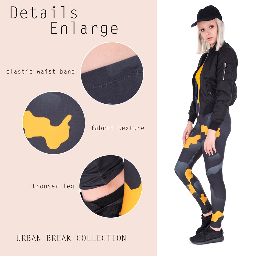 New leggins mujer Orange Gray Camo Printing legging fitness feminina leggins Woman | Vimost Shop.