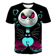 Halloween Printed 3D Short Sleeve Tshirt The Nightmare Before Christmas Cosplay T-Shirt Jack And Sally Slim Design Fashion Tops | Vimost Shop.