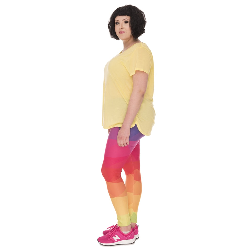 Fashion Large Size Leggings Triangles Rainbow Printed High Waist Leggins | Vimost Shop.