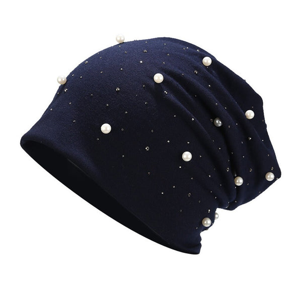 Fashion Pearl Hats Women Winter Knitted Caps Soft Beanie Women's Hat Female Cap Girls Skullies Beanies gorros mujer invierno | Vimost Shop.