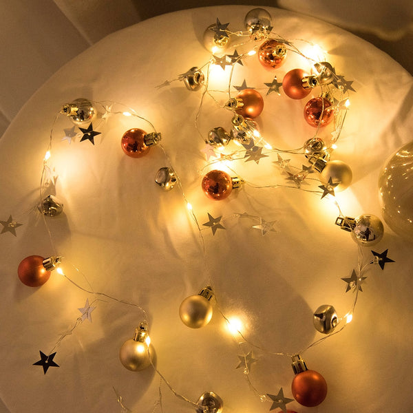 78.7in Christmas Lights Party LED String Lights Holiday Garland Home Decor Christmas Pine Cones Beads Star Led Lights Decoration | Vimost Shop.