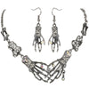 Women's Skeleton Hand Bone Skull Jewelry Set-Adjustable Necklace (18+2)inch + Dangle Earrings - Halloween Gift Accessories | Vimost Shop.