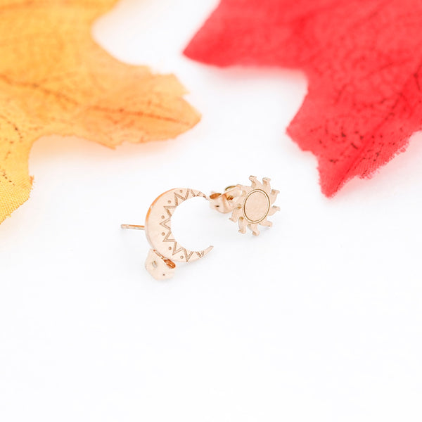 Minimalism Celestial Earrings Stainless Steel Moon And Sun Earings Fashion Jewelry Women's Rose Gold Accessories Christmas Gifts | Vimost Shop.