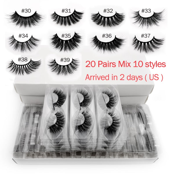 Wholesale 20 pairs 3d mink lashes bulk mix eyelash styles natural false eyelashes extension makeup soft dramatic mink eyelashes | Vimost Shop.