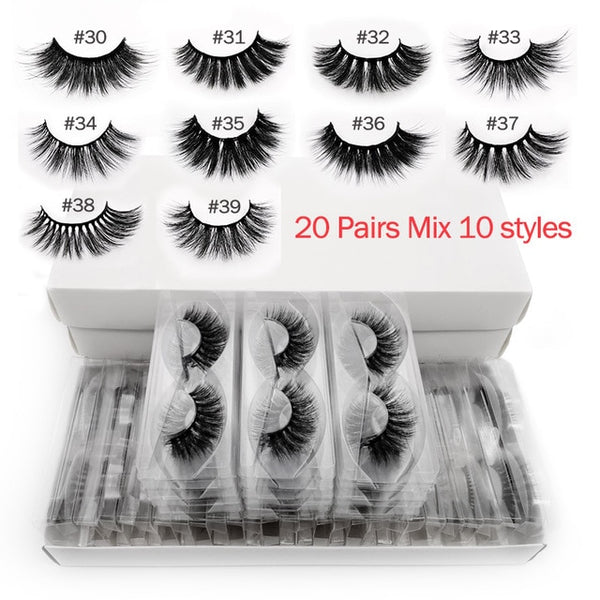 Wholesale 20 pairs 3d mink lashes bulk mix eyelash styles natural false eyelashes extension makeup soft dramatic mink eyelashes | Vimost Shop.