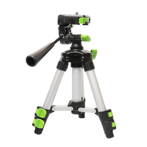 Aluminum Portable Adjustable Tripod for Laser Level Camera with 3-Way Flexible Pan Head Bubble Level 1/4