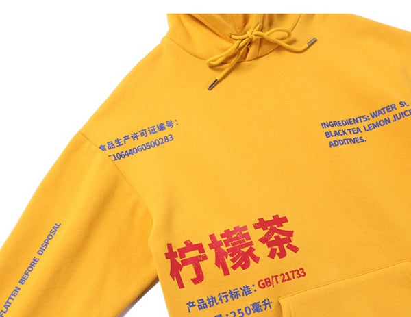 Men Hoodies Pullover fashion Streetwear LemonTea Print Deisgn Sweatshirt Hip Hop Autumn Winter Fleece Hoodie | Vimost Shop.