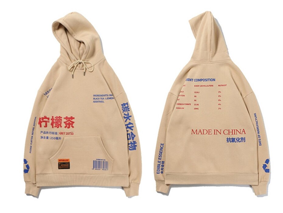 Men Hoodies Pullover fashion Streetwear LemonTea Print Deisgn Sweatshirt Hip Hop Autumn Winter Fleece Hoodie | Vimost Shop.