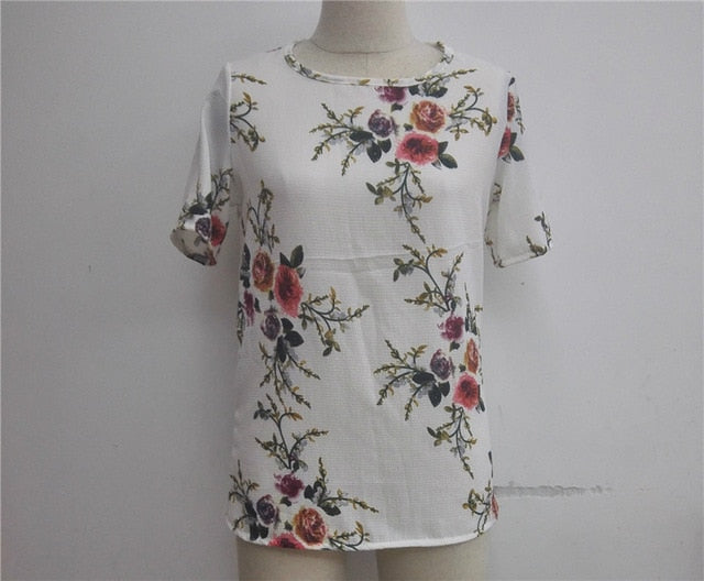 Summer Women Blouses Chiffon Print Blouse Short Sleeve Shirts Casual Ladies Clothing | Vimost Shop.