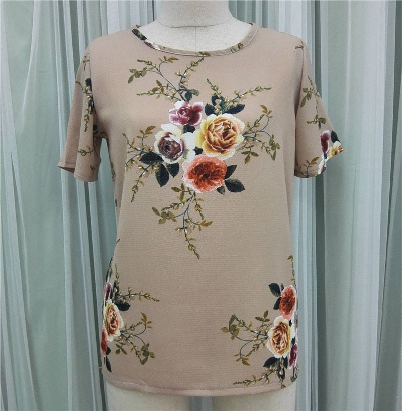 Summer Women Blouses Chiffon Print Blouse Short Sleeve Shirts Casual Ladies Clothing | Vimost Shop.