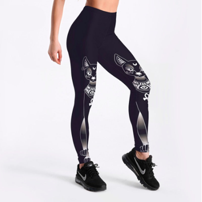 Summer style Leggings For Women's cute Black white cat Digital Printing Elasticity Pants Elasti pants Plus size Drop ship | Vimost Shop.