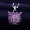 Purple Color Demon Evil Expression Necklace & Pendant With Tennis Chain Bling Zircon Fashion Hip hop Rock Street Jewelry | Vimost Shop.