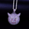 Purple Color Demon Evil Expression Necklace & Pendant With Tennis Chain Bling Zircon Fashion Hip hop Rock Street Jewelry | Vimost Shop.