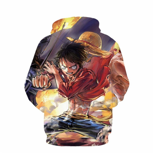 Anime One Piece Hoodies 3D Print Pullover Sweatshirt Monkey D Luffy Ace Sabo Shanks Law Battle Tracksuit Outfit Casual Outerwear | Vimost Shop.