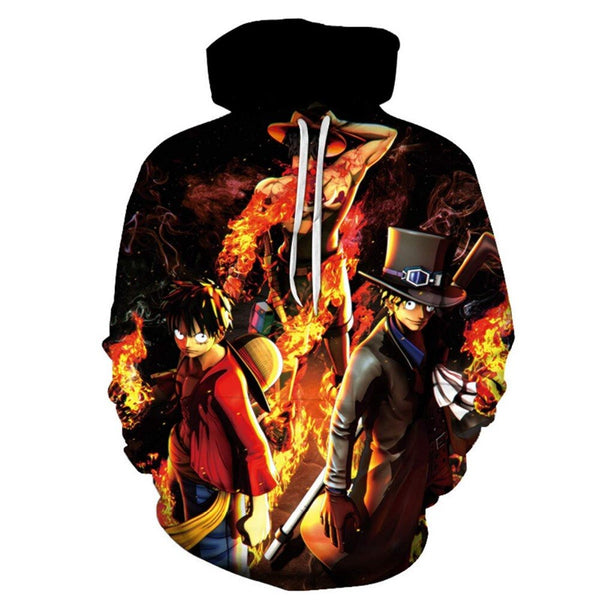 Anime One Piece Hoodies 3D Print Pullover Sweatshirt Monkey D Luffy Ace Sabo Shanks Law Battle Tracksuit Outfit Casual Outerwear | Vimost Shop.