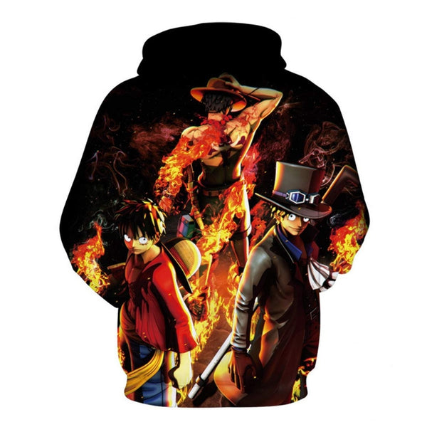 Anime One Piece Hoodies 3D Print Pullover Sweatshirt Monkey D Luffy Ace Sabo Shanks Law Battle Tracksuit Outfit Casual Outerwear | Vimost Shop.