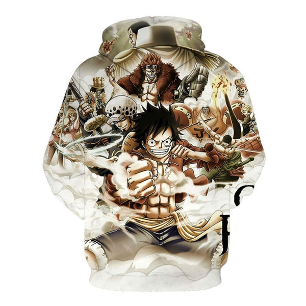 Anime One Piece Hoodies 3D Print Pullover Sweatshirt Monkey D Luffy Ace Sabo Shanks Law Battle Tracksuit Outfit Casual Outerwear | Vimost Shop.