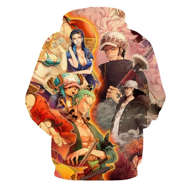 Anime One Piece Hoodies 3D Print Pullover Sweatshirt Monkey D Luffy Ace Sabo Shanks Law Battle Tracksuit Outfit Casual Outerwear | Vimost Shop.