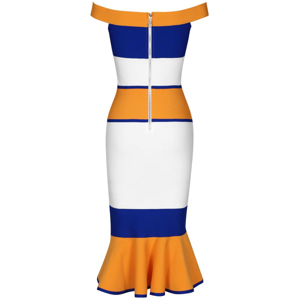 New Arrivals Bandage Dresses Off Shoulder Celebrity Bandage Dresses Yellow  Mermaid Party Dresses | Vimost Shop.