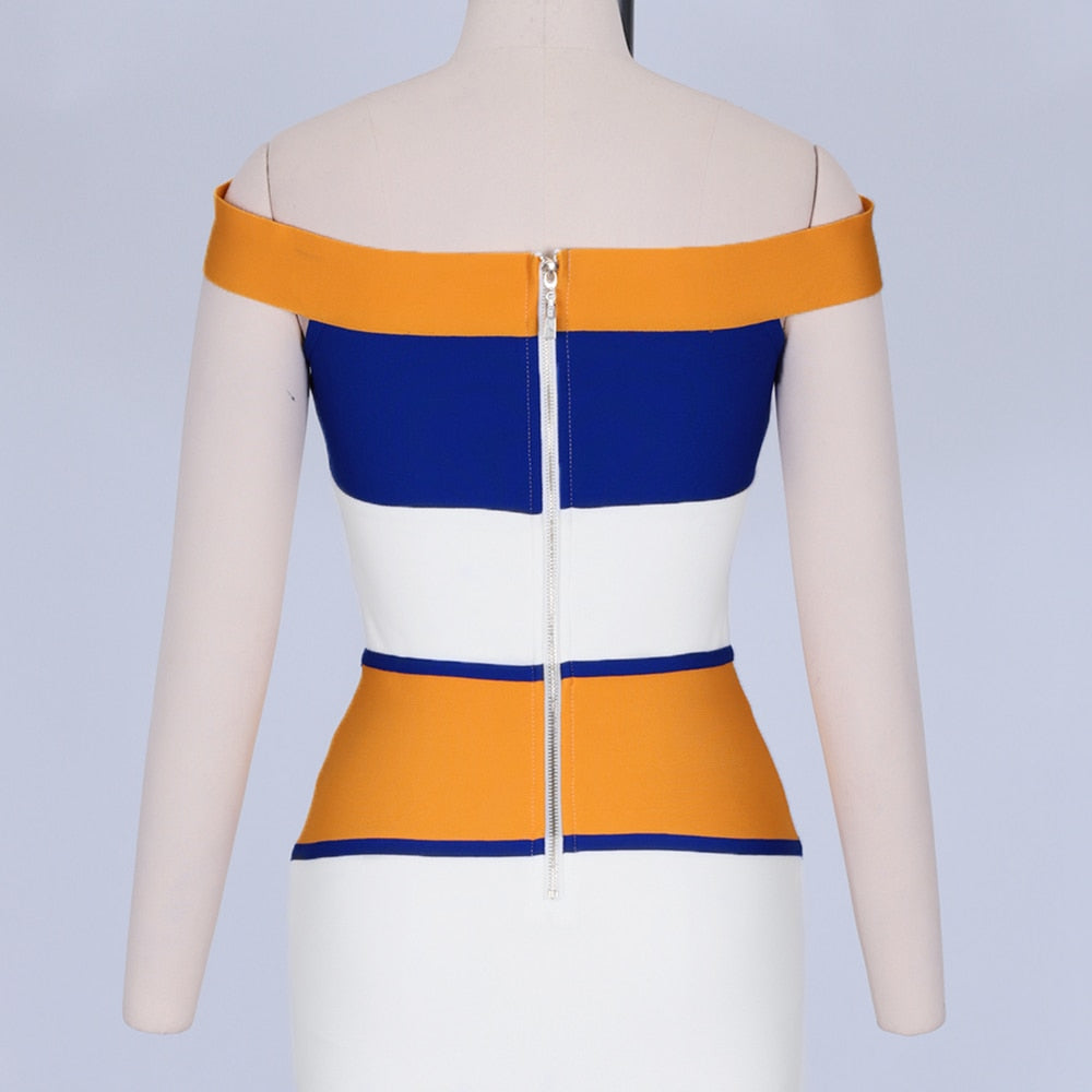 New Arrivals Bandage Dresses Off Shoulder Celebrity Bandage Dresses Yellow  Mermaid Party Dresses | Vimost Shop.