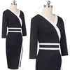 Vintage Black and White Patchwork Office Work vestidos Business Party Bodycon Elegant Women Autumn Dress | Vimost Shop.