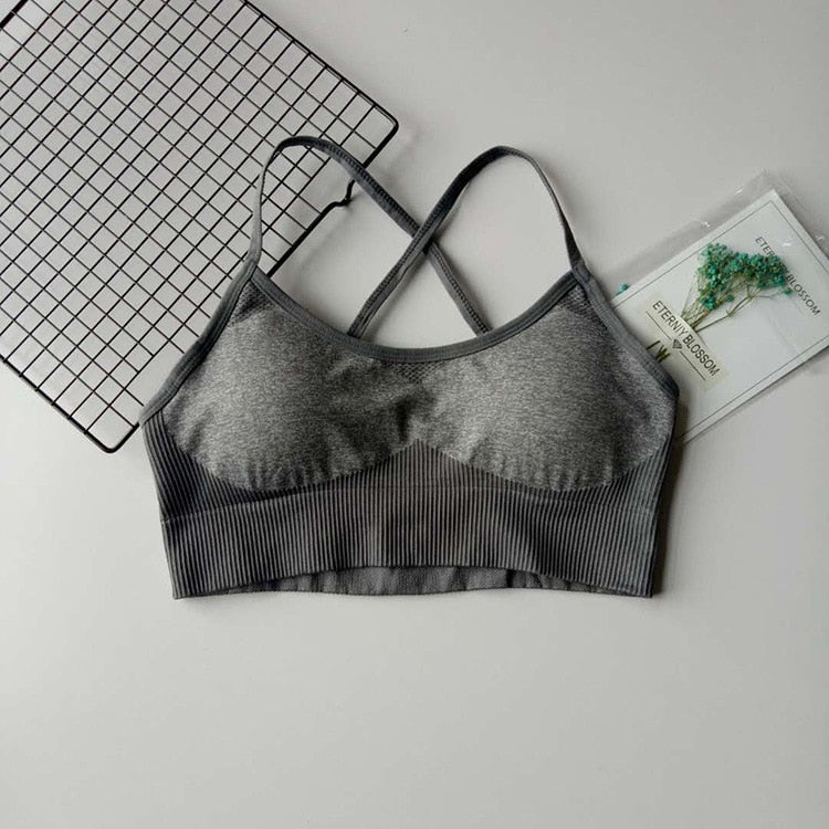 Woman seamless Patchwork Bra Padded Push Up Sports Top Women Fitness Running Cropped Top Gym | Vimost Shop.