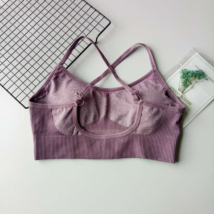 Woman seamless Patchwork Bra Padded Push Up Sports Top Women Fitness Running Cropped Top Gym | Vimost Shop.