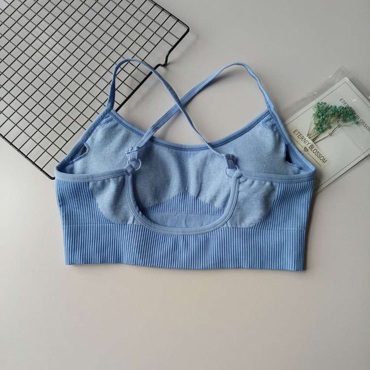 Woman seamless Patchwork Bra Padded Push Up Sports Top Women Fitness Running Cropped Top Gym | Vimost Shop.