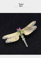 1.13Ct Natural Green Peridot Gemstone Brooch 925 Sterling Sliver Handmade Dragonfly Brooches For Women Dresses | Vimost Shop.