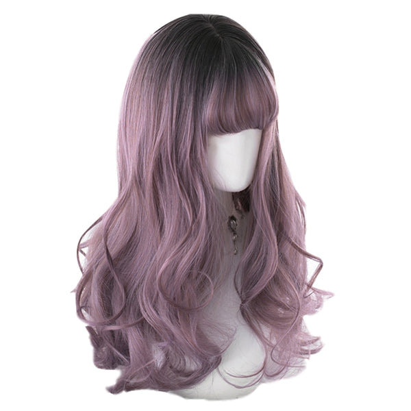 Purple Mixed Black Lolita Wigs Long Loose Wave Cosplay Wig Halloween Harajuku Wig Heat Resistant Synthetic Hair | Vimost Shop.