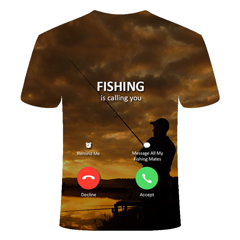 3D Print Funny Fishing Shirts Rod O-neck | Vimost Shop.