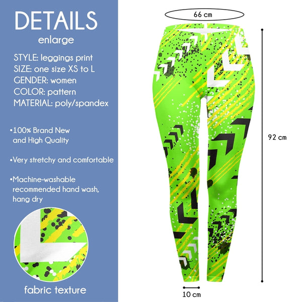 Hot Women Fashion Leggings High Elasticity Legins Workout Jogging Pants Fluorescent Green Neon Printing Sport leggins | Vimost Shop.