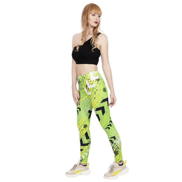 Hot Women Fashion Leggings High Elasticity Legins Workout Jogging Pants Fluorescent Green Neon Printing Sport leggins | Vimost Shop.