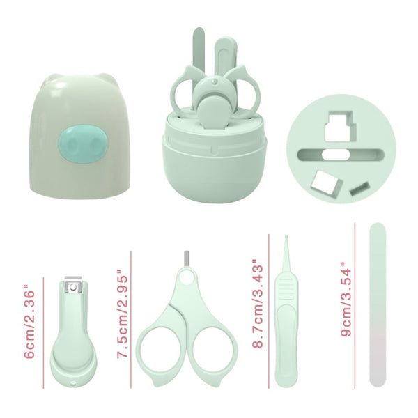 4pcs Baby Healthcare Kits Baby Nail Care Set Infant Finger Trimmer Scissors Nail Clippers Cartoon Animal Storage Box for Travel | Vimost Shop.